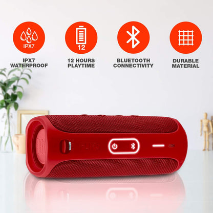 Flip 5: Portable Wireless Bluetooth Speaker, IPX7 Waterproof - Red - Boomph'S Comprehensive Ultimate Performance Cloth Solution for Your On-The-Go Sound Experience